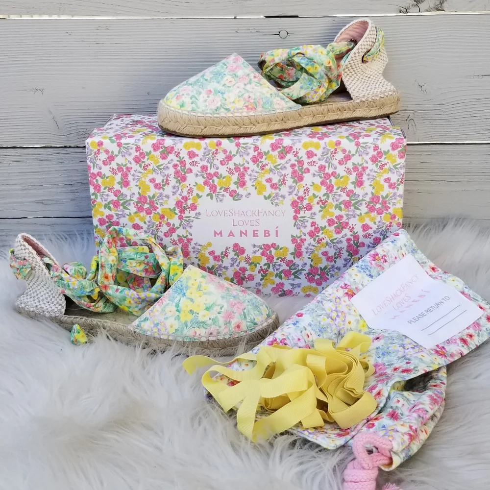 NWT LoveShackFancy Manebi Espadrilles Wrap Sandal Rainbow Skies